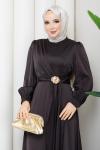 Aliye tesettür Elbise  Kahverengi
