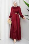 Aliye tesettür Elbise  Bordo