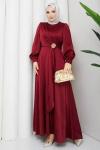 Aliye tesettür Elbise  Bordo