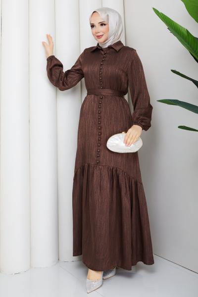 Asel tesettür elbise  Kahverengi