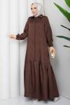Asel tesettür elbise  Kahverengi