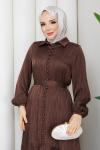 Asel tesettür elbise  Kahverengi