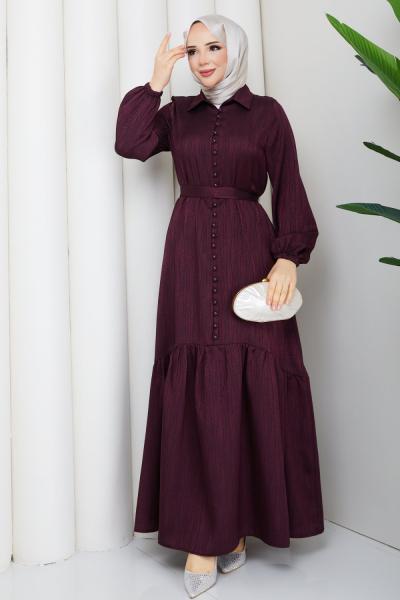 Asel tesettür elbise  Mürdüm