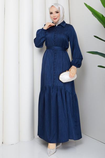 Asel tesettür elbise  Lacivert