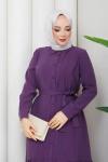 Aşkın tesettür elbise Mor