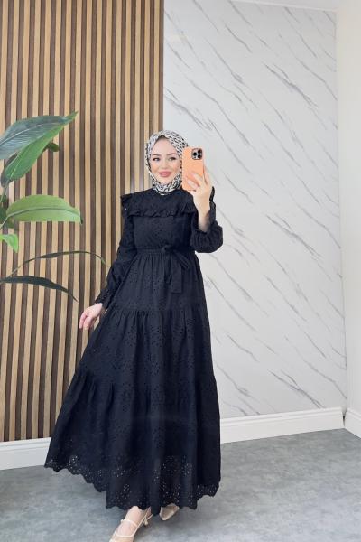 Banu tesettür elbise Siyah
