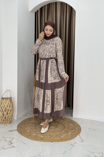 Beliz etekli takım Kahverengi