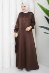 Belkıs tesettür elbise  Kahverengi