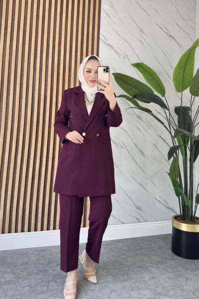 Beste ceketli takım Bordo