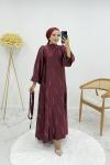 Billur elbise Bordo