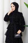 Burçin  kat kat tesettür elbise  Siyah