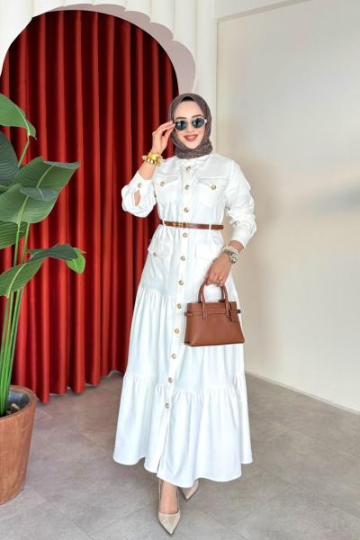 Ceren elbise Beyaz