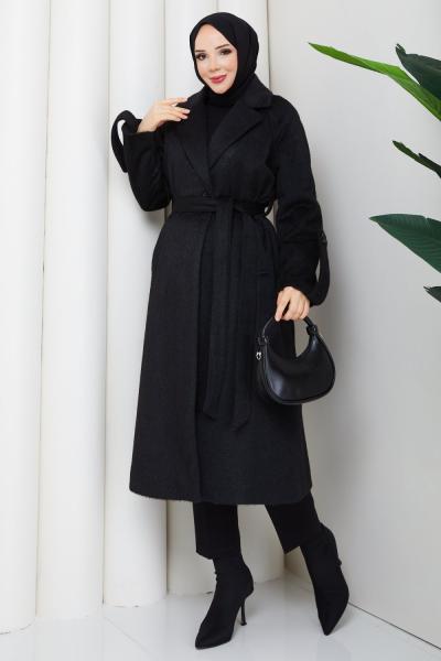 Ceyda tesettür kaşe kaban  Siyah