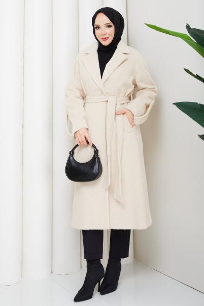 Ceyda tesettür kaşe kaban  Taş Rengi