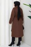 Ceyda tesettür kaşe kaban  Kahverengi