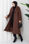 Ceyda tesettür kaşe kaban  Kahverengi