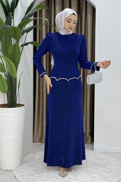Derya abiye elbise  Saks Mavisi