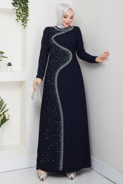 Dicle abiye elbise Lacivert