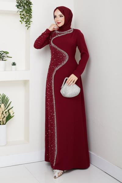 Dicle abiye elbise Bordo