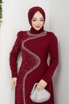 Dicle abiye elbise  Bordo