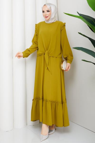 Diva linda etekli takım  Hardal Sarısı