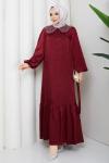 Ebrar tesettür elbise  Bordo