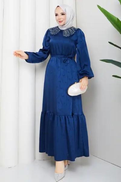 Ebrar tesettür elbise  Lacivert