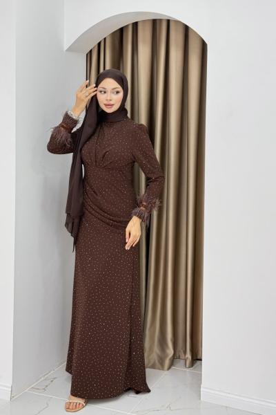 Elçin abiye Kahverengi