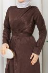 Esin tesettür elbise  Kahverengi