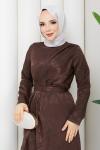 Esin tesettür elbise  Kahverengi