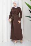 Esin tesettür elbise  Kahverengi