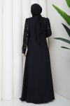 Eyşan abiye tesettür elbise  Siyah