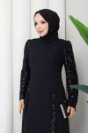Eyşan abiye tesettür elbise  Siyah