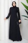 Eyşan abiye tesettür elbise  Siyah