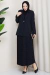 Fatma tesettür etekli takım  Siyah