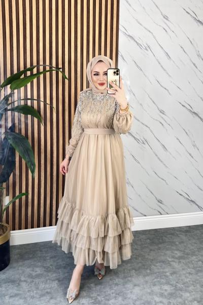 GAMZE ELBİSE  Bej