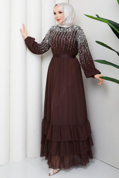 GAMZE ELBİSE  Kahverengi