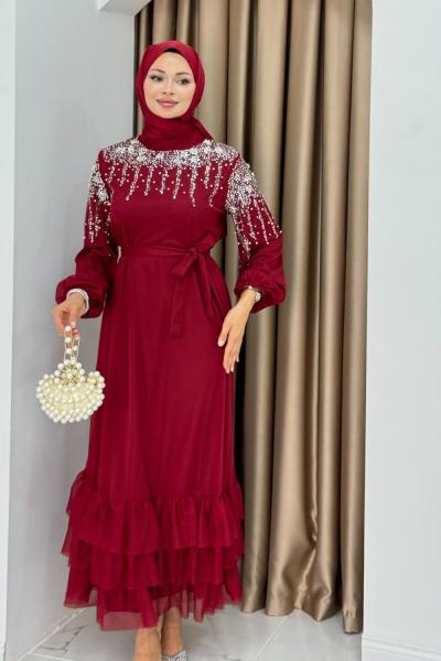 GAMZE ELBİSE  Bordo