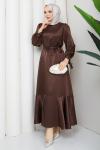 Gökçe tesettür elbise  Kahverengi