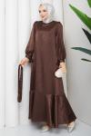 Gökçe tesettür elbise  Kahverengi