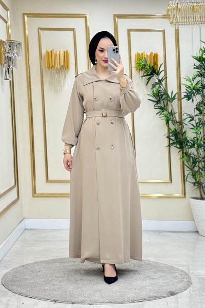 Göksu Trenç elbise Bej