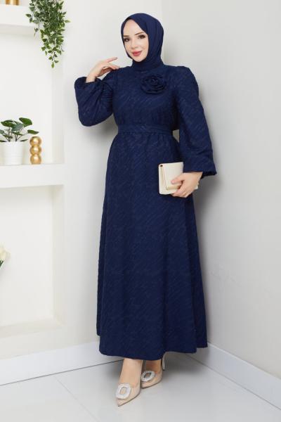 Gül elbise Lacivert