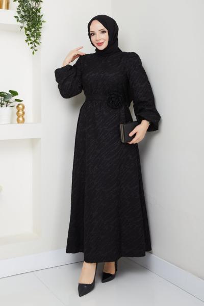 Gül elbise Siyah