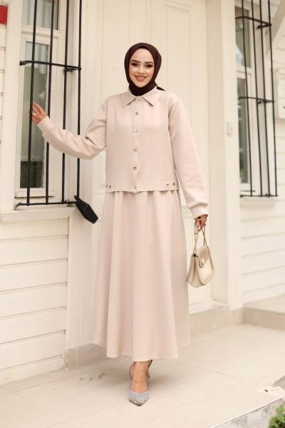 Gülşen etekli takım Taş Rengi