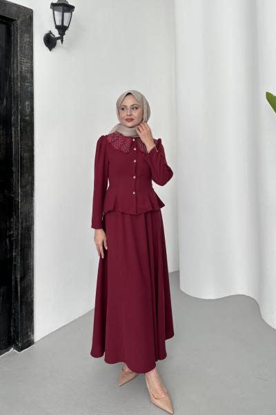 Harika etekli takım Bordo