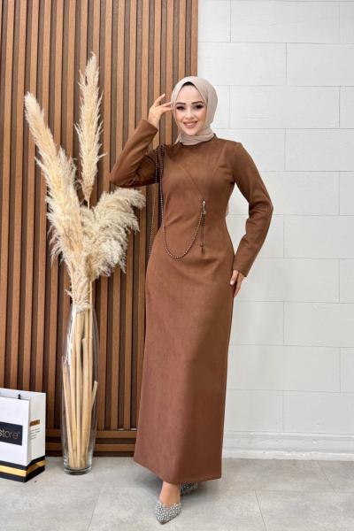 HMS Günnur elbise  Kahverengi