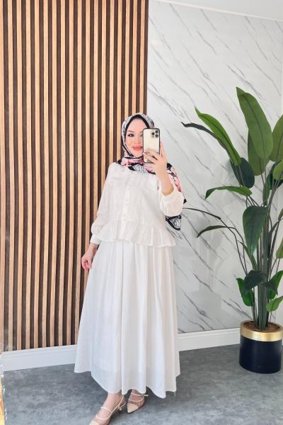 İlkim etekli takım Beyaz