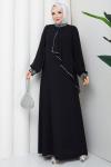 İpek tesettür abiye elbise  Siyah