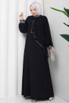 İpek tesettür abiye elbise  Siyah