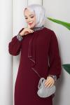 İpek tesettür abiye elbise  Bordo